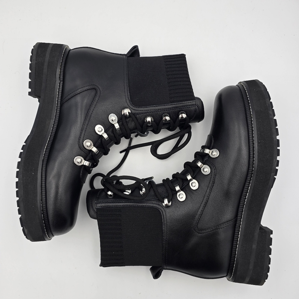 NWOT Marc Fisher Ltd. Black Knit Collar Elwa Round Toe Lace-Up Leather Boots 6.5 - Picture 16 of 16